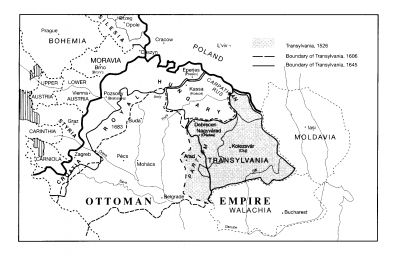 Transsylvanien som furstendöme, omslutet av det osmanska riket.